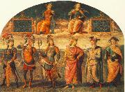 PERUGINO, Pietro Fortitude and Temperance with Six Antique Heroes oil